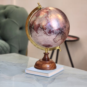 AROUND THE WORLD GLOBE ROSE GOLD