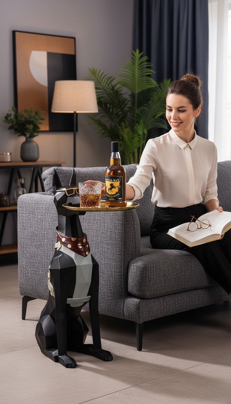 DOBERMAN BUTLER DOG ACCENT TABLE-BIG SIZE