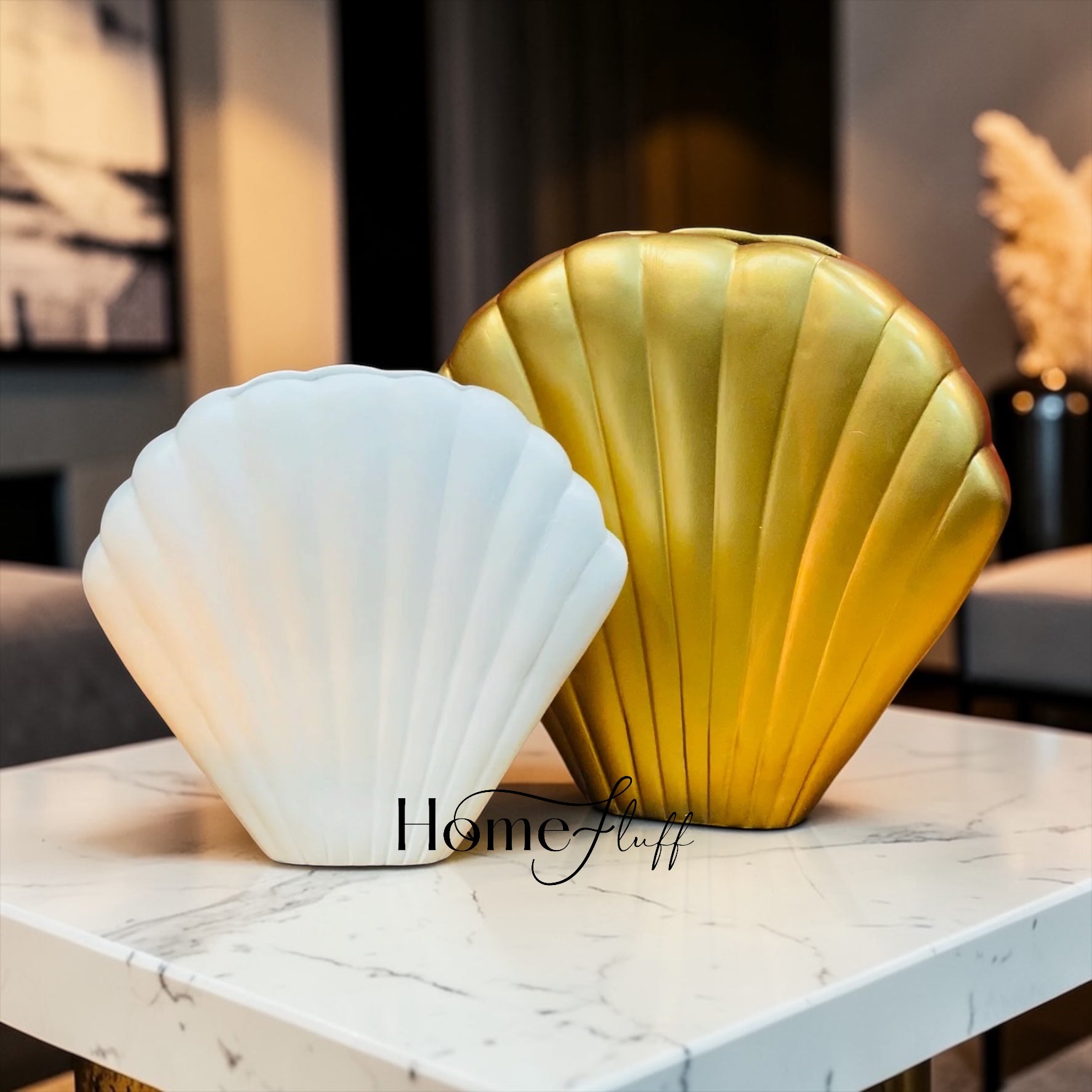 MODERN SWISH SHELL VASE SET
