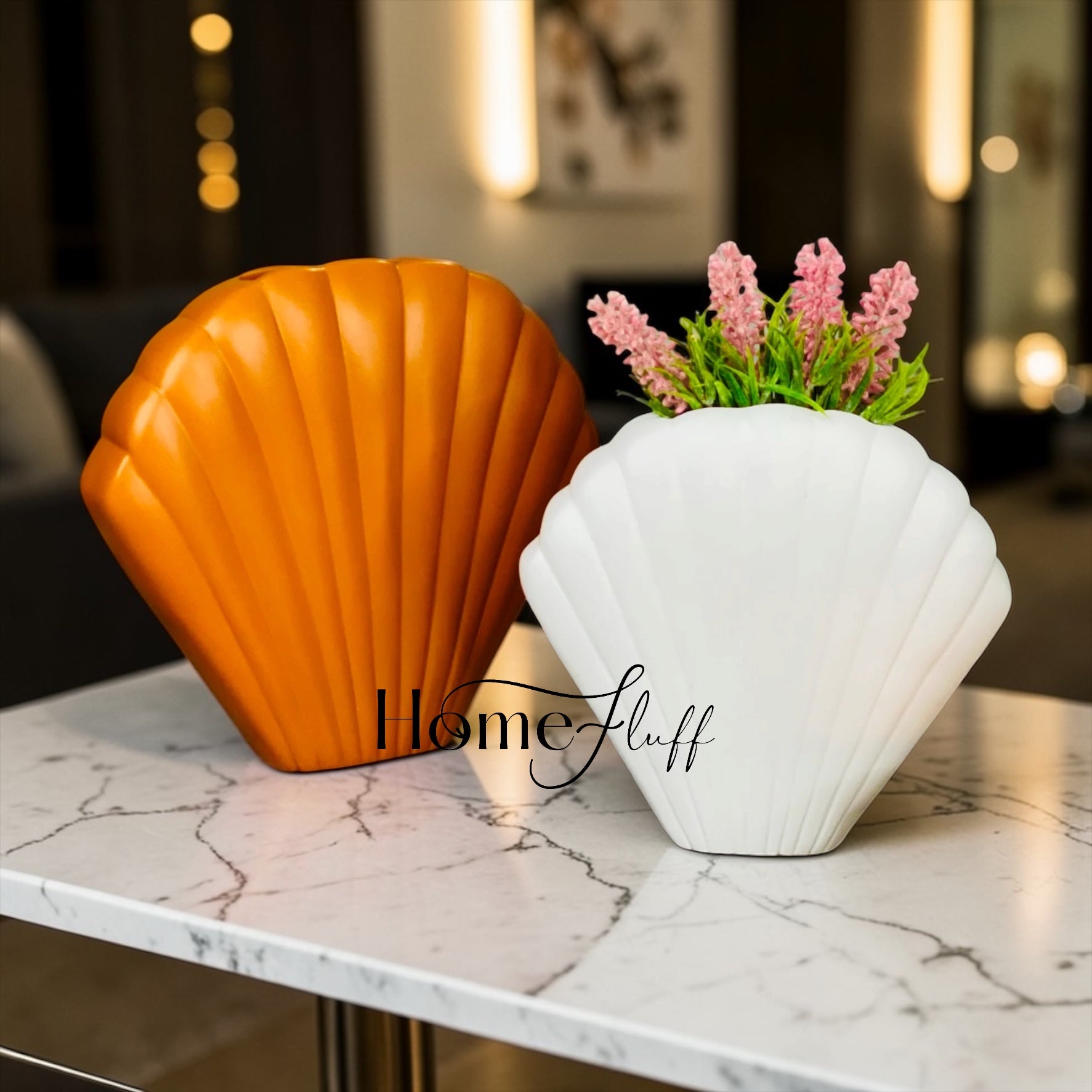 MODERN SWISH SHELL VASE SET