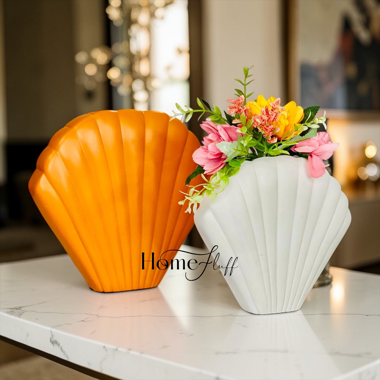 MODERN SWISH SHELL VASE SET