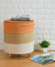 Load image into Gallery viewer, TRI COLOR FANCY VELVET POUF

